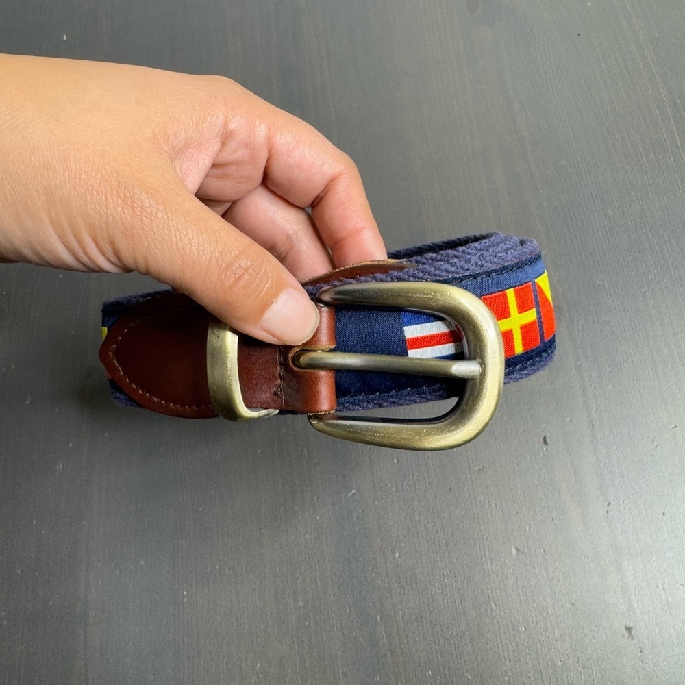 YRI Embroidered Navy Code Flags Custom Ribbon Belt Canvas And Leather